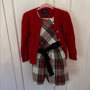 Polo by Ralph Lauren Holiday Collection Plaid Dress with Sweater (2T)